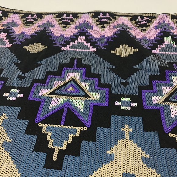 Express sequin tribal print mini skirt Large - Picture 6 of 9
